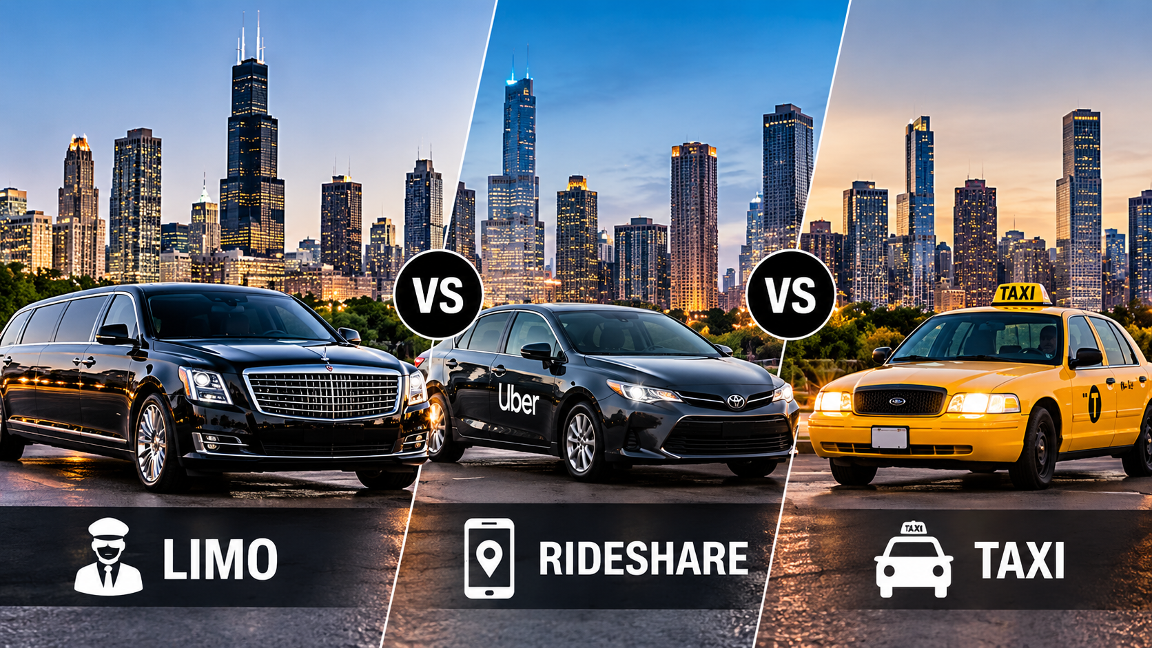 Read more about the article Limo vs. Rideshare vs. Taxi in Chicago: Which Is Actually Worth It?